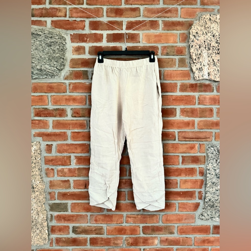 Linen-Blend Cropped Pants Size S/M